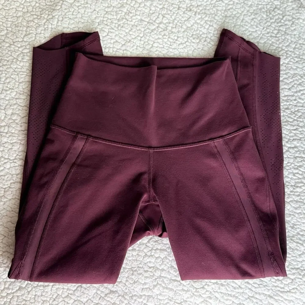 Lululemon Athletica Burgundy High-Waisted Leggings